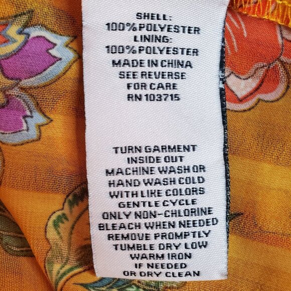 NANETTE LEPORE SZ XS Floral Yellow V-Neck Gathered Peasant Top - Picture 9 of 10